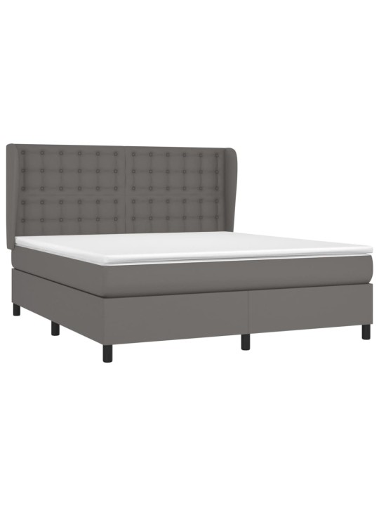 Box spring postel s matrací šedá 180x200 cm umělá kůže