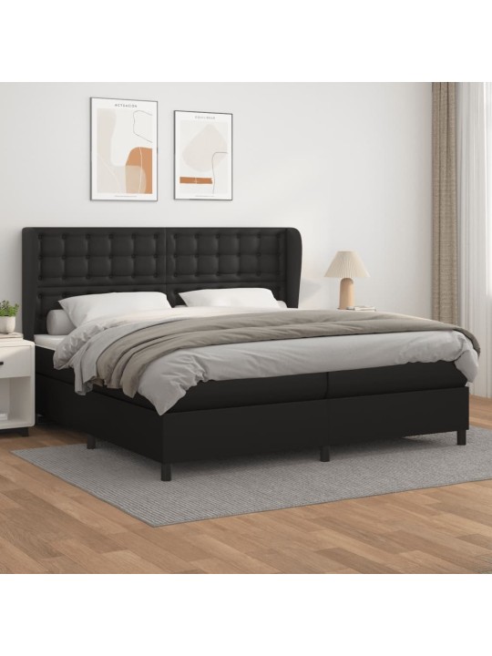 Box spring postel s matrací černá 200x200 cm umělá kůže