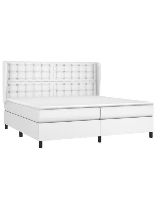 Box spring postel s matrací bílá 200x200 cm umělá kůže