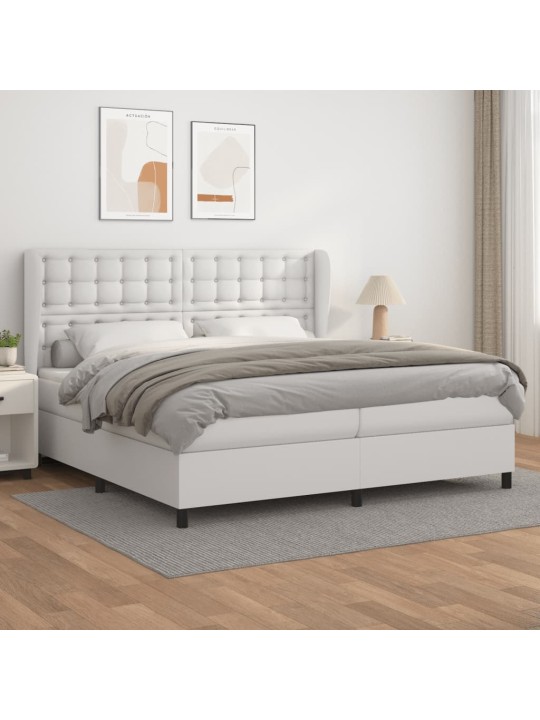 Box spring postel s matrací bílá 200x200 cm umělá kůže