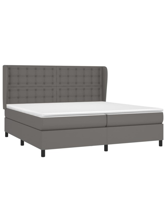 Box spring postel s matrací šedá 200x200 cm umělá kůže
