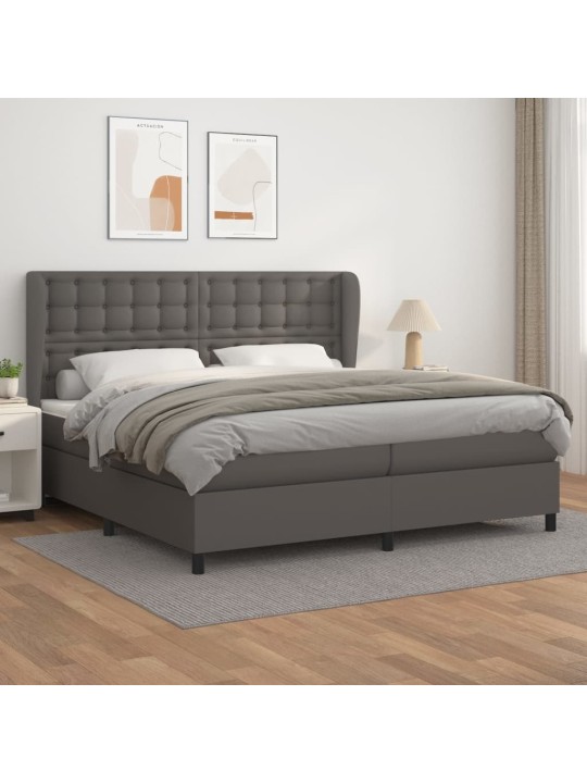 Box spring postel s matrací šedá 200x200 cm umělá kůže