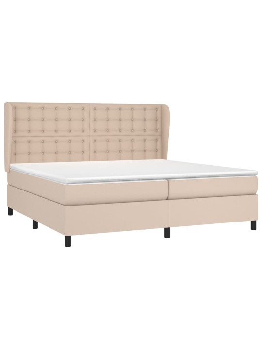 Box spring postel s matrací cappuccino 200 x 200 cm umělá kůže