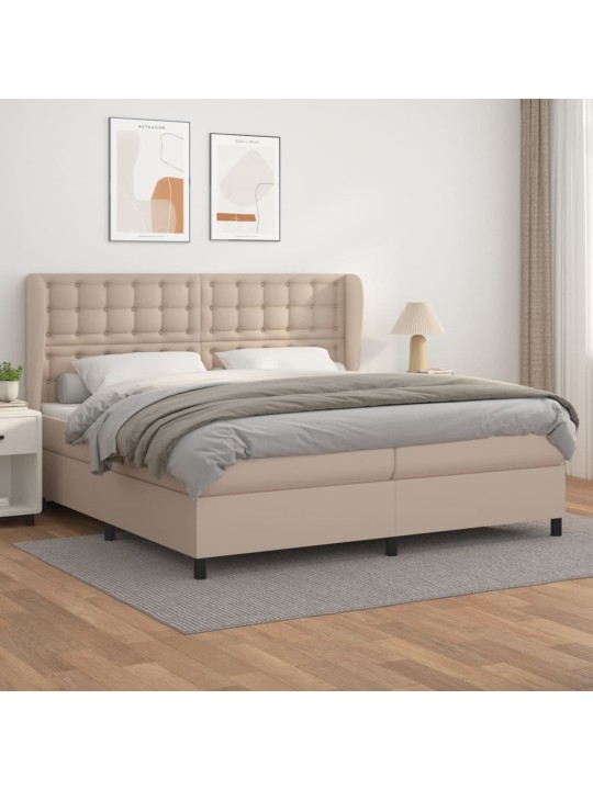 Box spring postel s matrací cappuccino 200 x 200 cm umělá kůže