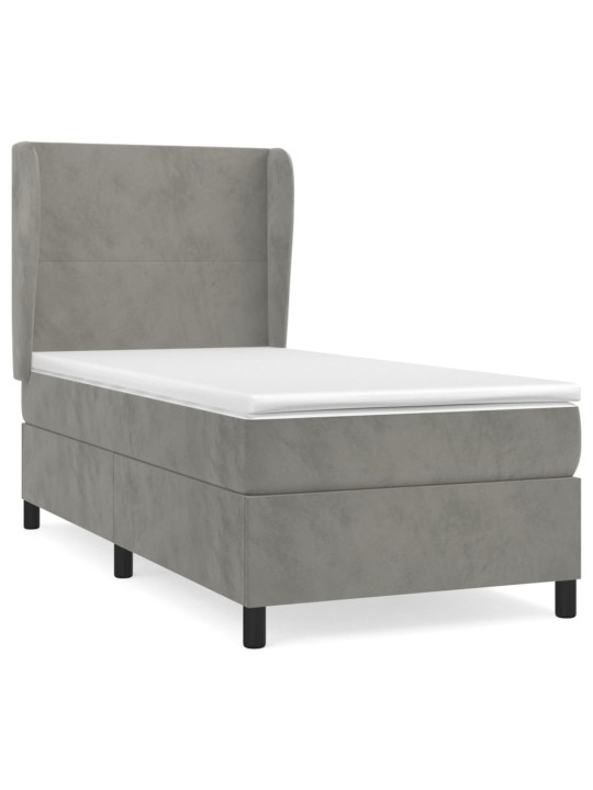 Box spring postel s matrací světle šedá 90x190 cm samet