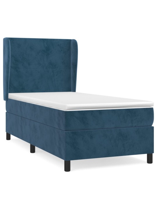 Box spring postel s matrací tmavě modrá 90x190 cm samet