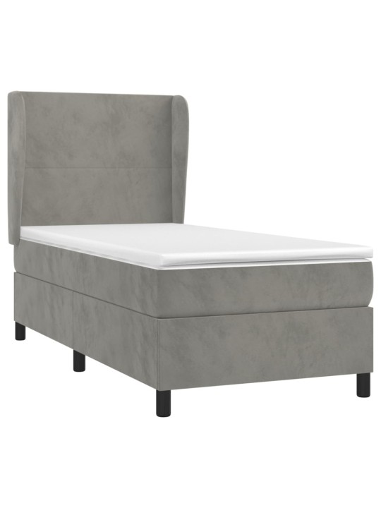 Box spring postel s matrací světle šedá 90x200 cm samet
