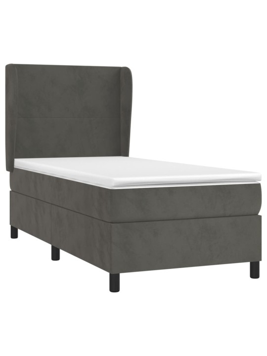Box spring postel s matrací tmavě šedá 90x200 cm samet