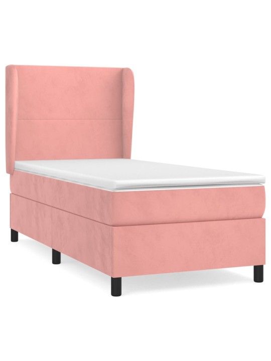 Box spring postel s matrací růžová 100x200 cm samet