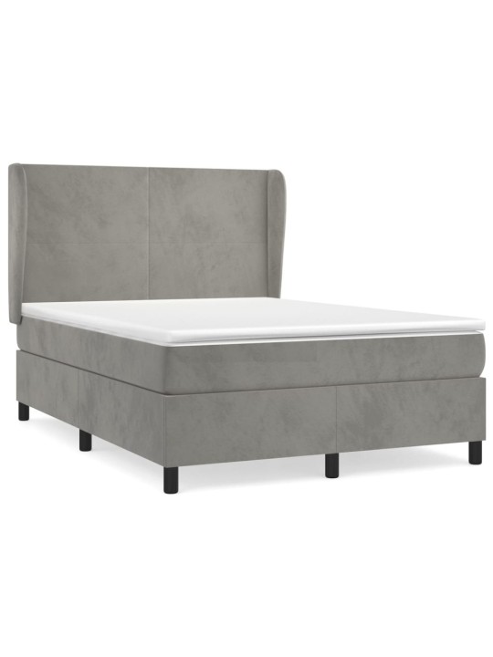 Box spring postel s matrací světle šedá 140x190 cm samet