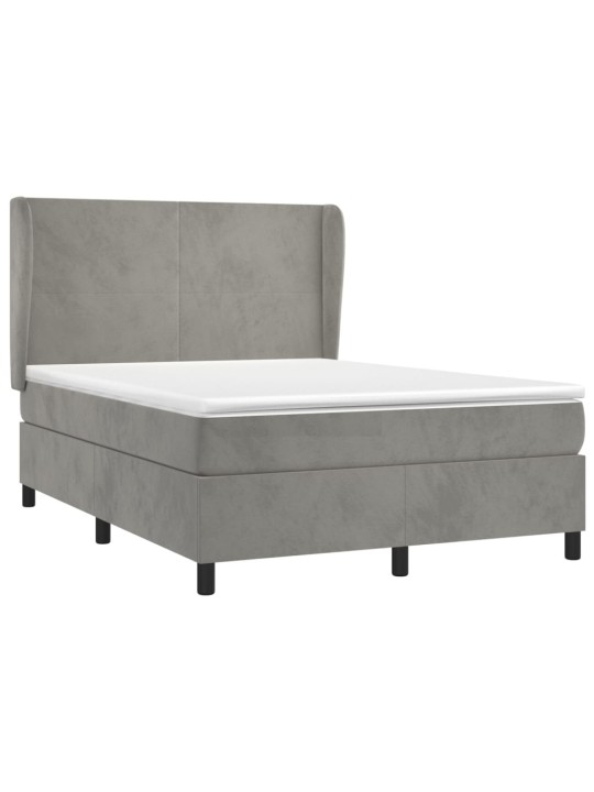 Box spring postel s matrací světle šedá 140x190 cm samet