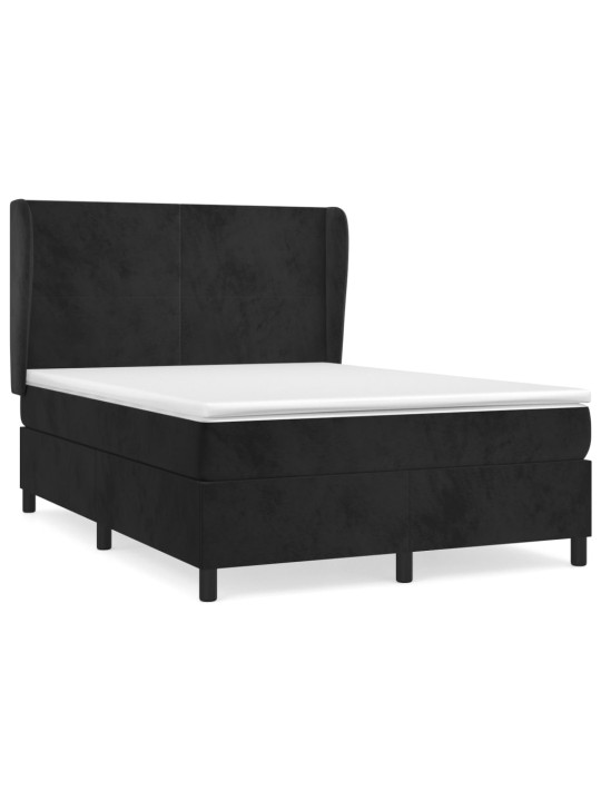 Box spring postel s matrací černá 140 x 190 cm samet