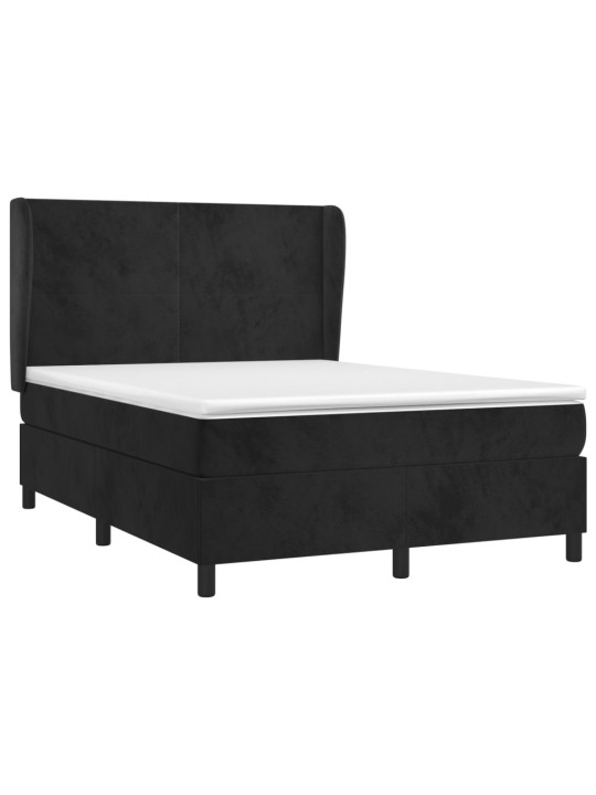 Box spring postel s matrací černá 140 x 190 cm samet