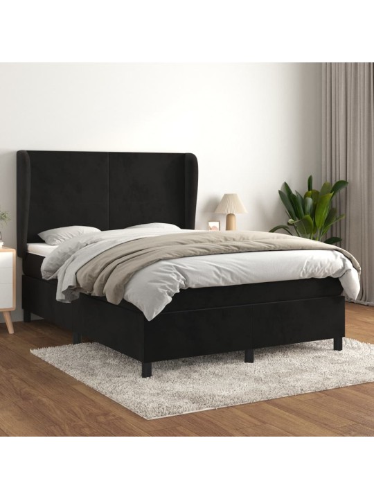 Box spring postel s matrací černá 140 x 190 cm samet