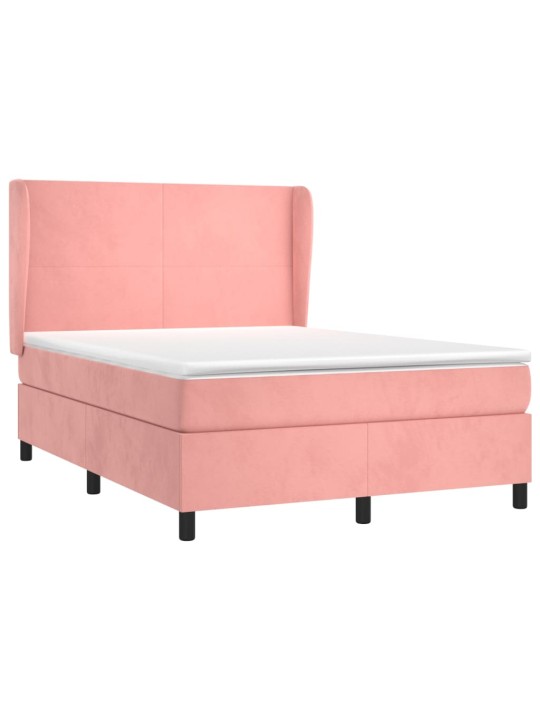 Box spring postel s matrací růžová 140x190 cm samet