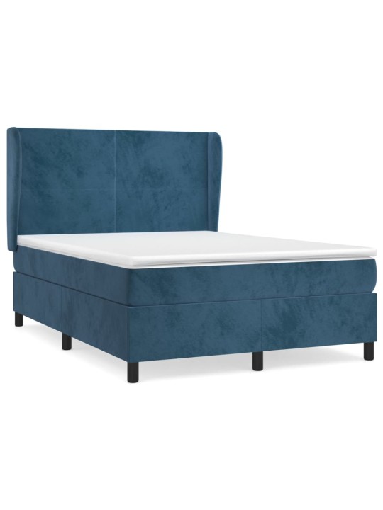 Box spring postel s matrací tmavě modrá 140x200 cm samet