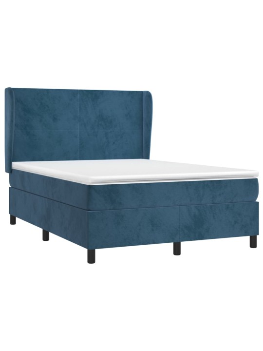 Box spring postel s matrací tmavě modrá 140x200 cm samet