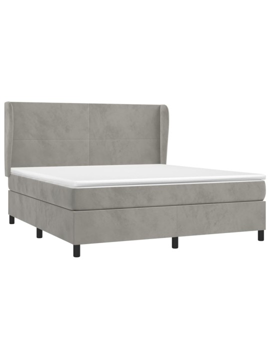 Box spring postel s matrací světle šedá 160x200 cm samet