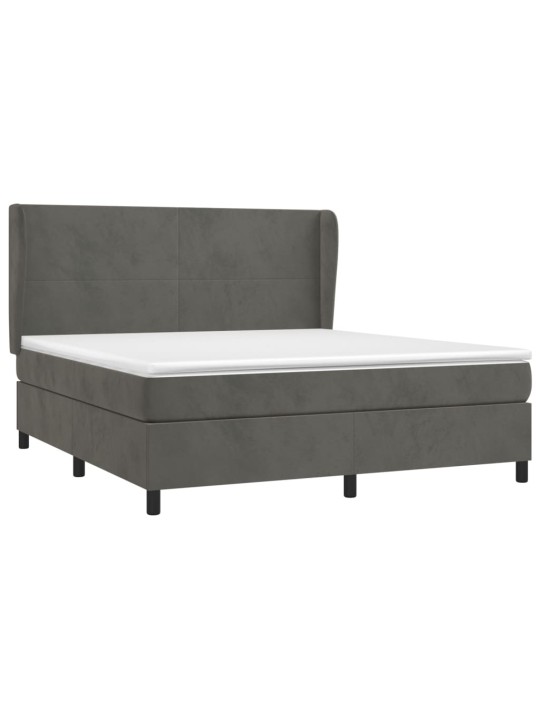 Box spring postel s matrací tmavě šedá 160x200 cm samet