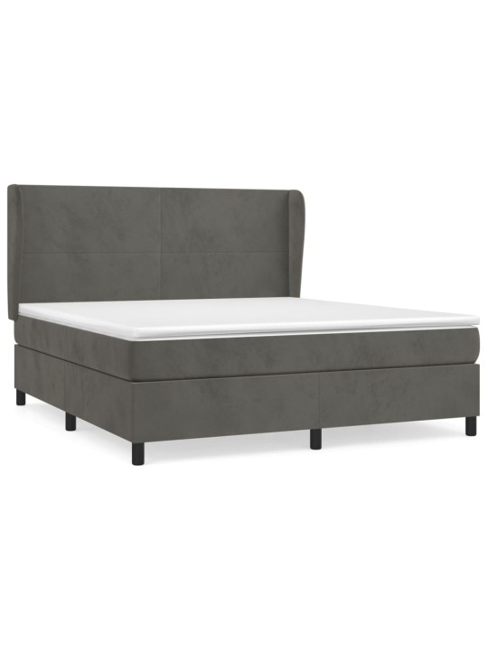 Box spring postel s matrací tmavě šedá 180x200 cm samet