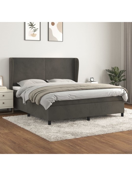 Box spring postel s matrací tmavě šedá 180x200 cm samet
