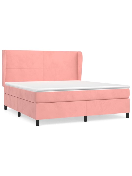 Box spring postel s matrací růžová 180x200 cm samet