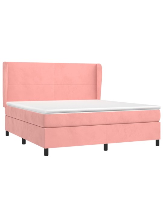 Box spring postel s matrací růžová 180x200 cm samet