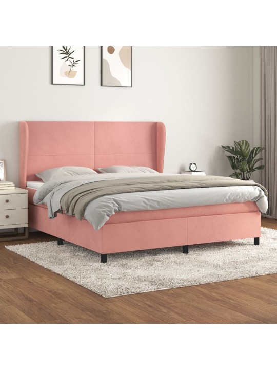 Box spring postel s matrací růžová 180x200 cm samet