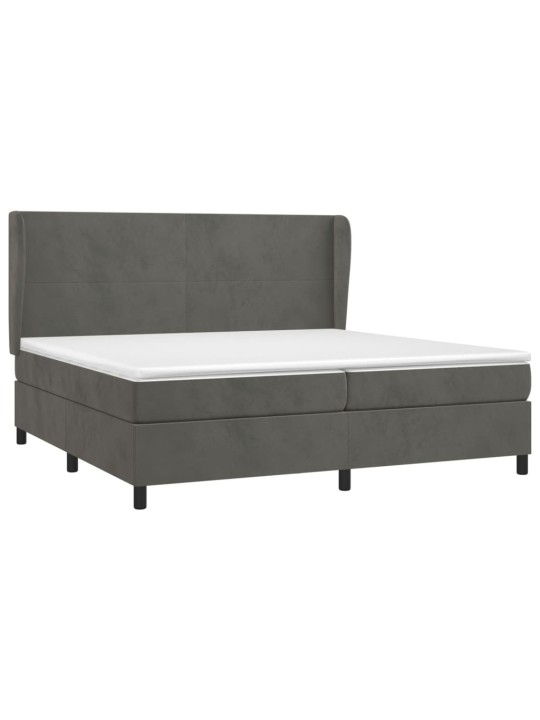 Box spring postel s matrací tmavě šedá 200x200 cm samet