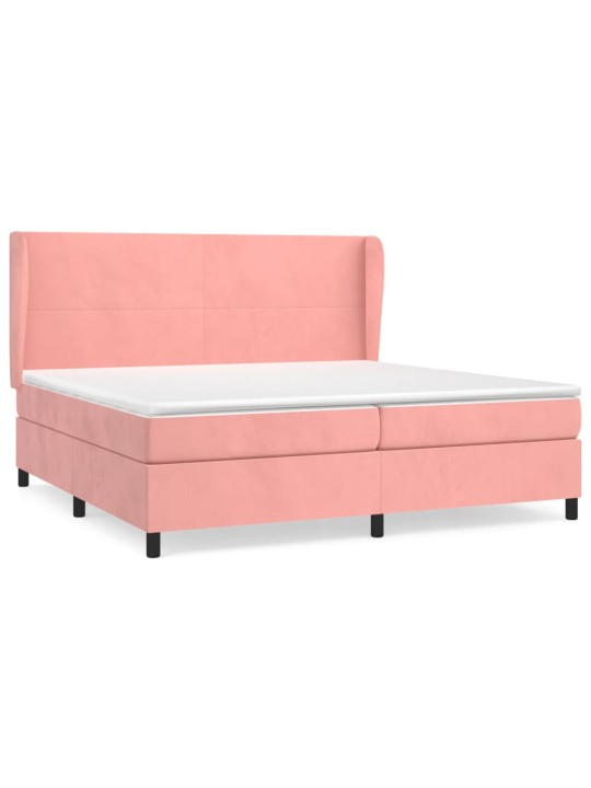 Box spring postel s matrací růžová 200x200 cm samet