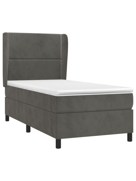 Box spring postel s matrací tmavě šedá 80 x 200 cm samet
