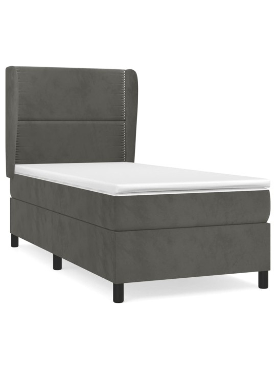 Box spring postel s matrací tmavě šedá 90x190 cm samet
