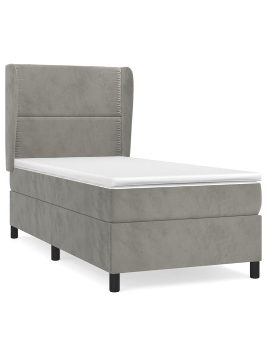 Box spring postel s matrací světle šedá 90x200 cm samet