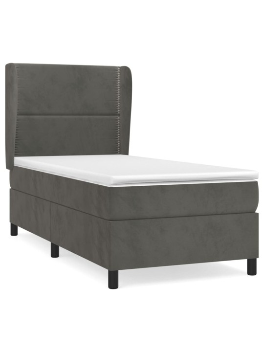 Box spring postel s matrací tmavě šedá 90x200 cm samet