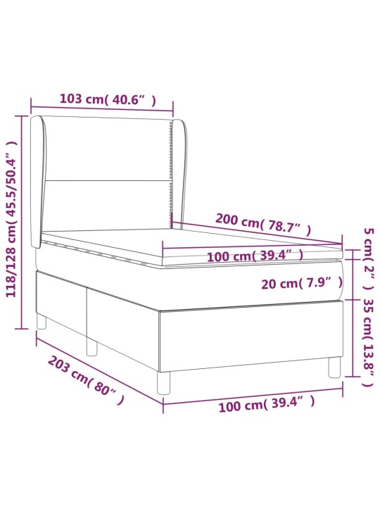 Box spring postel s matrací tmavě zelená 100x200 cm samet