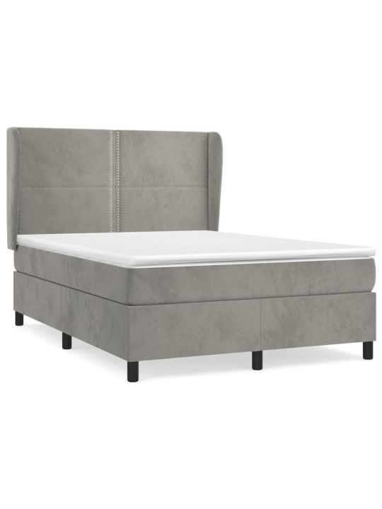 Box spring postel s matrací světle šedá 140x190 cm samet