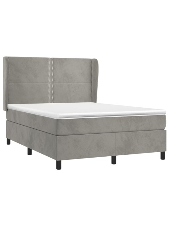 Box spring postel s matrací světle šedá 140x190 cm samet