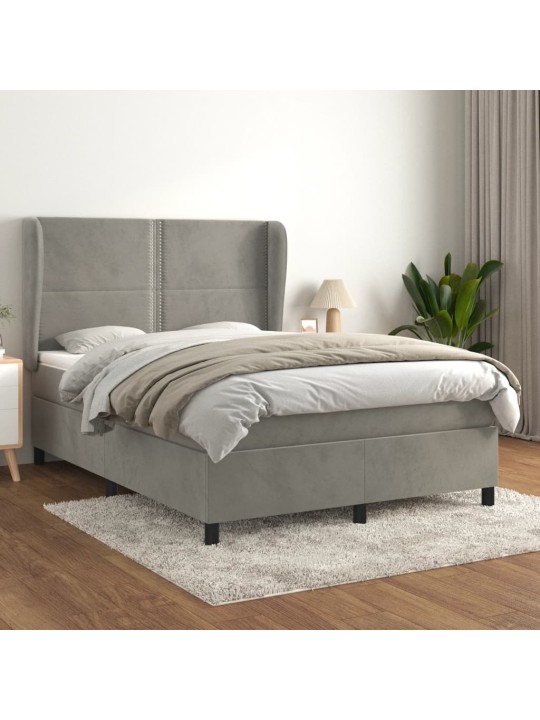Box spring postel s matrací světle šedá 140x190 cm samet