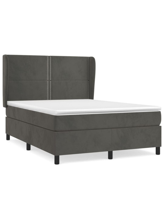 Box spring postel s matrací tmavě šedý 140 x 190 cm samet