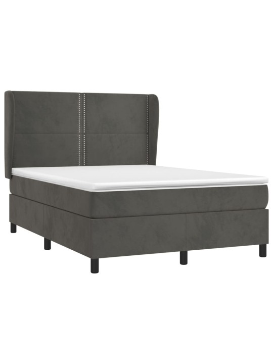 Box spring postel s matrací tmavě šedý 140 x 190 cm samet