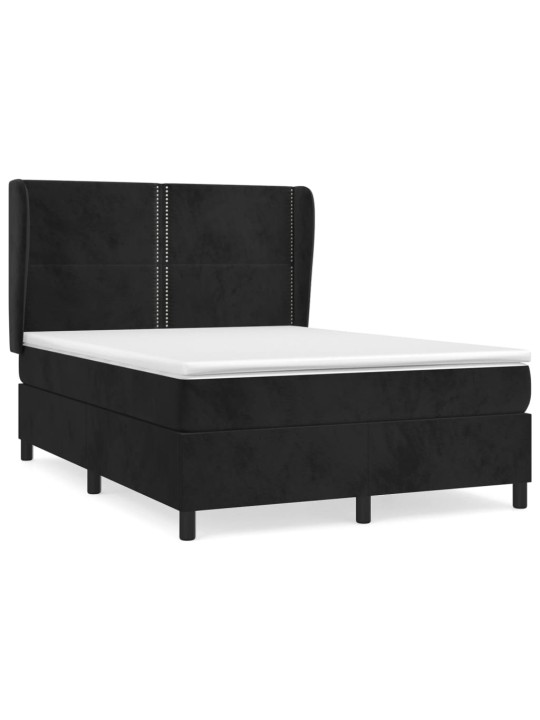 Box spring postel s matrací černá 140 x 190 cm samet