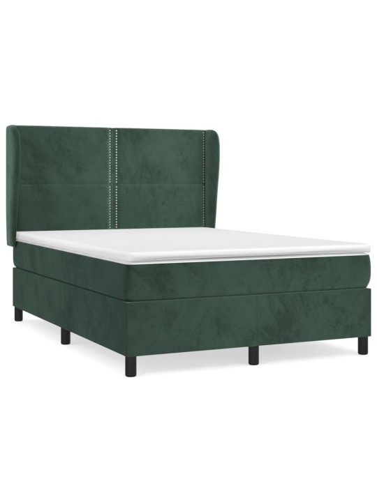 Box spring postel s matrací tmavě zelená 140x200 cm samet