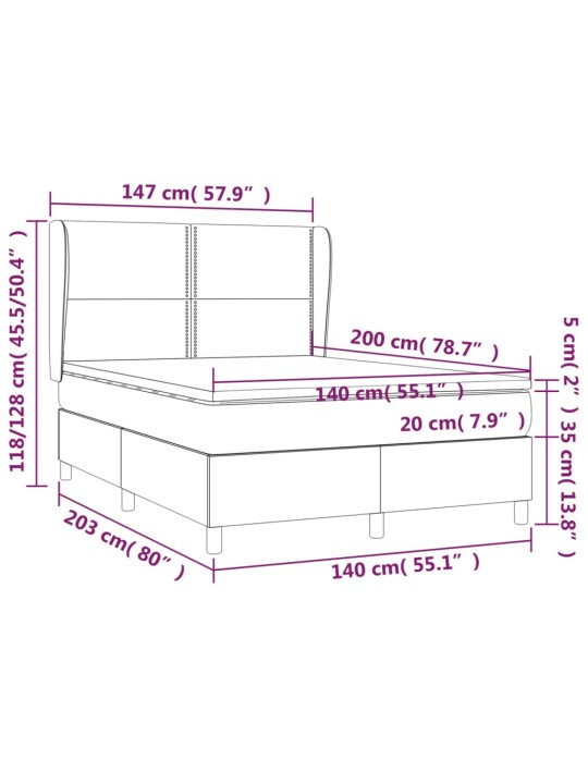 Box spring postel s matrací tmavě zelená 140x200 cm samet