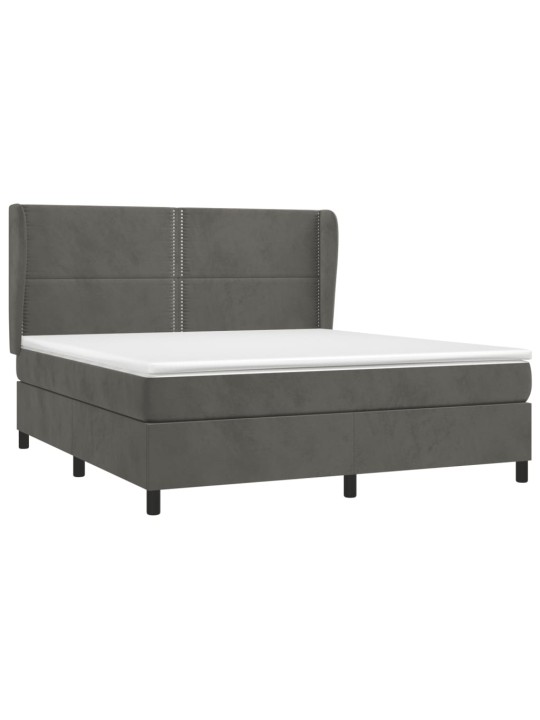Box spring postel s matrací tmavě šedá 160x200 cm samet