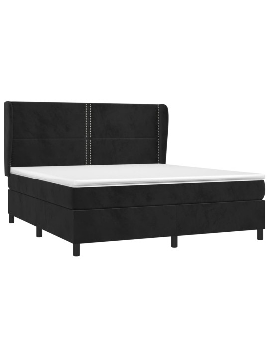 Box spring postel s matrací černá 160x200 cm samet