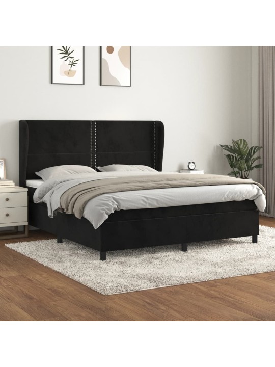 Box spring postel s matrací černá 160x200 cm samet