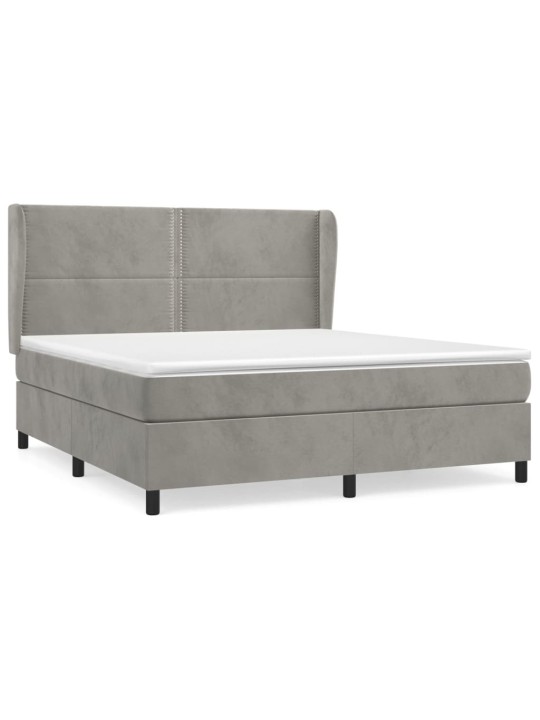 Box spring postel s matrací světle šedá 180x200 cm samet