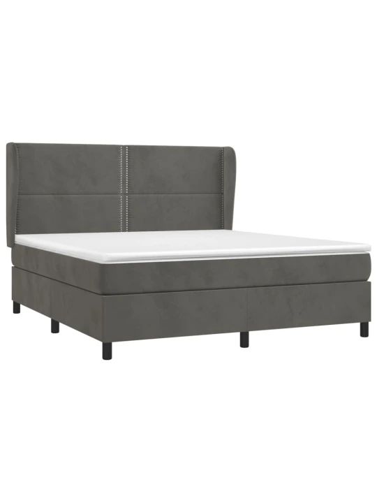 Box spring postel s matrací tmavě šedá 180x200 cm samet