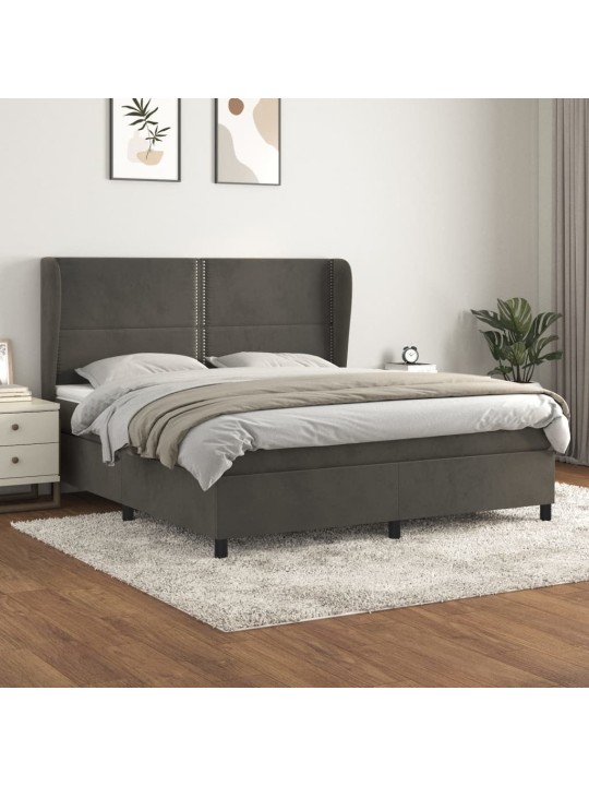 Box spring postel s matrací tmavě šedá 180x200 cm samet