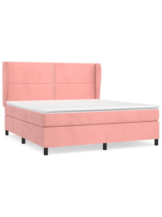 Box spring postel s matrací růžová 180x200 cm samet